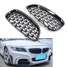 2pcs Front Upper Bumper Mesh Grille Grill Fit BMW E89 Z4 2009 - 2016 Gloss Black