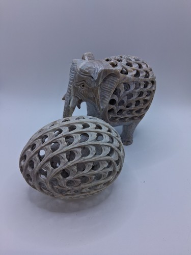 Soapstone elephant carved baby - elephant,