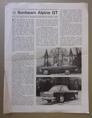 Sunbeam alpine orig - gt, uk