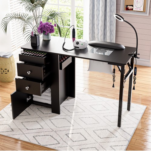 Foldable nail desk with dust - with,