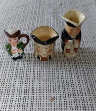 Set of 3 Vintage Toby Jug - 2 X By Tony Wood  No 4-9cm Tall 6cm Tall Unknown 6cm