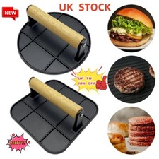 Cast Iron Burger Press Making Hamburger Steak Meat Smasher Utensils Grill BBQ UK