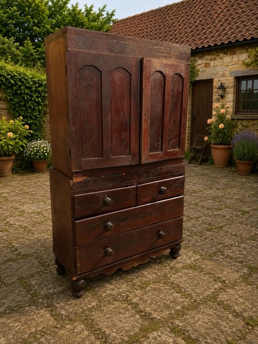 Antique pine larder cupboard - pine,