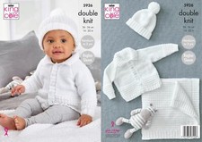 King Cole 5926 Knitting Pattern Baby Cardigan Hat and Blanket in Comfort DK