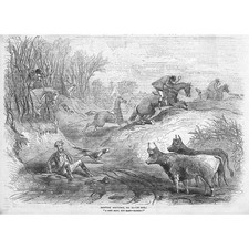 Victorian Hunting Scene III - Antique Print 1856