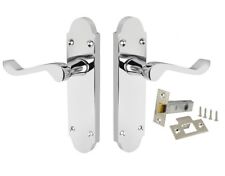 Door handle Polished Chrome Shaped Scroll set Latch Included 168x42mm