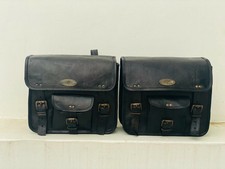 Motorcycle Black Bag Pouch Leather 2 Side Pouch Saddlebags Saddle Panniers