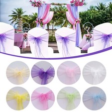 10PC Organza Wedding Chair Sashes Covers Wider Fuller Bow for Event Party Decor