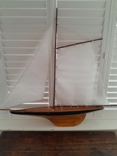 Large Clinker Built Wooden Pond Yacht, Vintage With New Sails.
