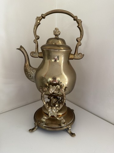 Vintage brass teapot with - vintage,