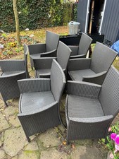 synthetic rattan (PE rattan) outdoor dining chairs with armrests. Set Of 7