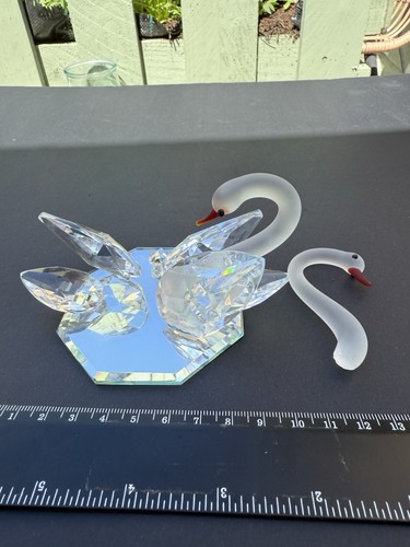 Crystal swan pair mirror base - pair,