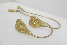 Vintage Brass Curtain Tie Backs Hooks French Old Hangers Antique Nouveau 10"H