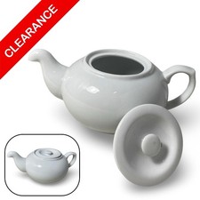 NEW Restaurant Style White Teapot 24 oz Round Classic Ceramic Tea Pot with Lid