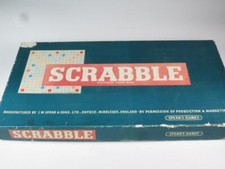 VINTAGE SCRABBLE GAME with Wooden Trays J.W. Spears & Sons 1960s Boxed