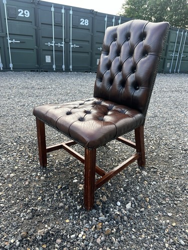 Red brown leather chesterfield - red/brown,