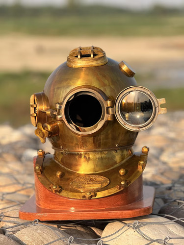 Antique scuba diving helmet - scuba,