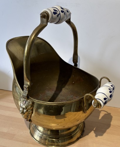 Vintage brass coal bucket - brass,