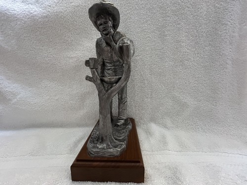 Cowboy shaving pewter statue - cowboy,