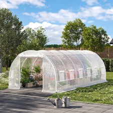 6 x 3 x 2 m Walk In Polytunnel Greenhouse Steel Frame w/ Roll Up Door PE Cover
