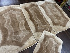 ROMANY GYPSY WASHABLES SET OF REGULAR SIZE THICK MATS-RUGS NON SLIP BROWN BEIGE