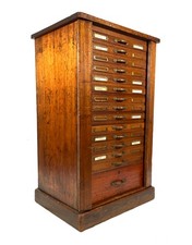 Antique Early 20th Century Large Wood Printers Filing Drawer Collectors Cabinet