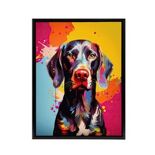 German Shorthaired Pointer Dog Portrait Framed Canvas Wall Art Print