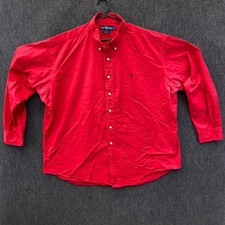 Ralph Lauren Blake Mens 2XL XXL Long Sleeve Button Down Shirt Red Twill Pony
