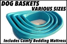 Heavy Duty Plastic Dog Bed (Basket) & Deluxe Bedding - LARGE 80CM