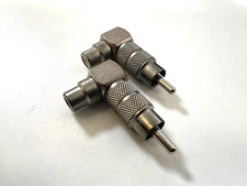2 Right Angle 90 Degree RCA Phono Joiners Plug to Socket Heavy Duty Metal
