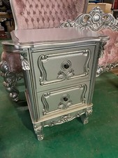 Baroque Antique French Style Silver Bedside Cabinet