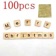 100 WOODEN SCRABBLE TILES BLACK LETTERS NUMBERS FOR CRAFTS WOOD ALPHABETS