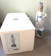 Vintage NAO By Lladro Figurine 00379 My Dog Does Tricks Girl Hoop Puppy and Box