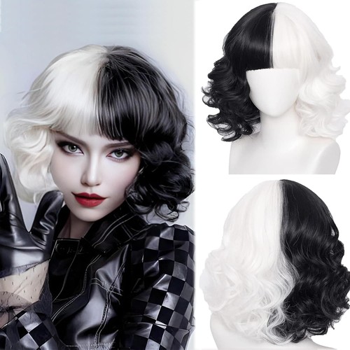 Cruella wigs half black and - wigs,half,