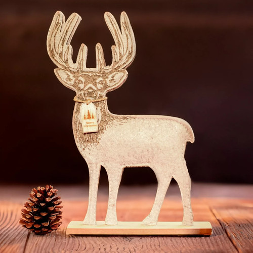 Rustic wooden reindeer - wooden,