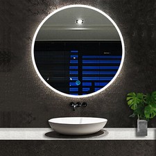 Round Bathroom Mirror with 3 LED Lights Bluetooth Illuminated Demister