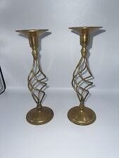Vintage Brass Candlesticks Open Barley Twist Decoration Candle Sticks 25cm