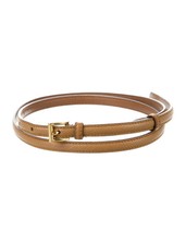 The Real Real Prada Brown Saffiano Narrow Leather Belt Gold-Tone Buckle Size L