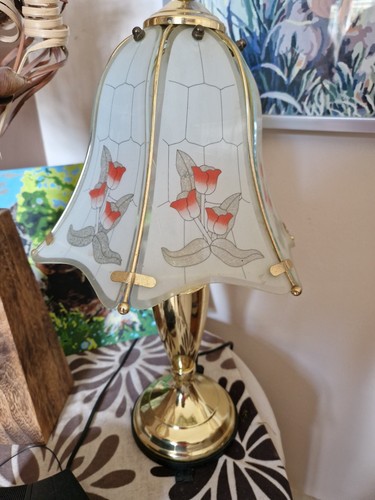 Table lamp with ornate glass - lamp,