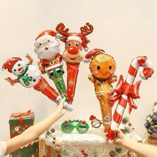 Christmas party Balloon stick Handheld Santa snowman Reindeer(4 pieces random)