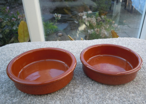 Pair terracotta tapas dishes - pair,