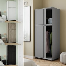 180cm 4 Sliding Doors Wardrobe Bedroom Storage Closet Hanging Rail Cupboard Unit