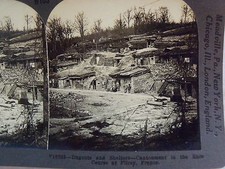 WW1 DUG-OUTS SHELTERS CANTONMENT COURSE FLIREY, FRANCE! KEYSTONE STEREOVIEW CARD