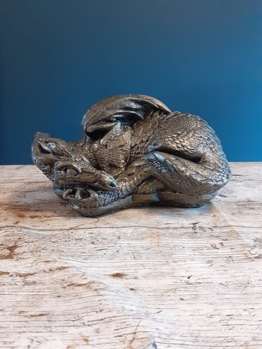 Stone garden laying dragon - garden,