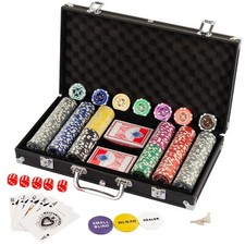 300 Piece Texas Holdem Numbered Poker Chips Set with Case 2 Decks of Cards New