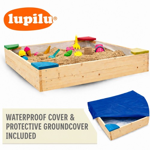 Wooden sandpit with seats - seats, &