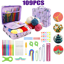 109PCS Ergonomic Crochet Hook Set 5 Rolls Yarn Knitting Needles Kits for Family