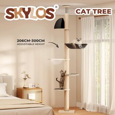 Skylos Floor to Ceiling Cat Tree Adjustable Height 206-300cm 6-Tier Cat Tower