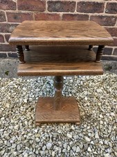 Vintage Solid Oak Two-Tier Plant Stand / Side Table / Telephone Table 