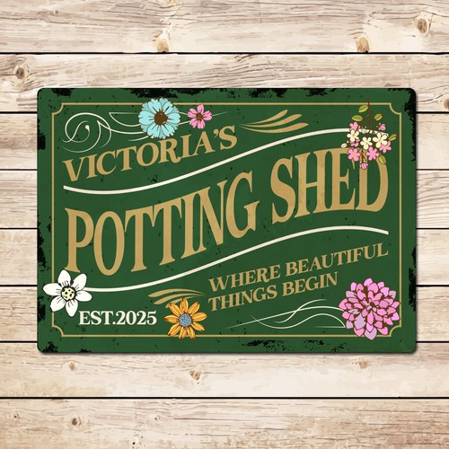 Personalised vintage potting - personalised,
